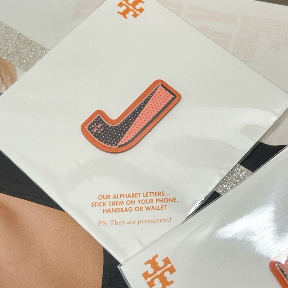 (new+tag) Tory Burch alphabet letter “J” stick them on phone, handbag or…